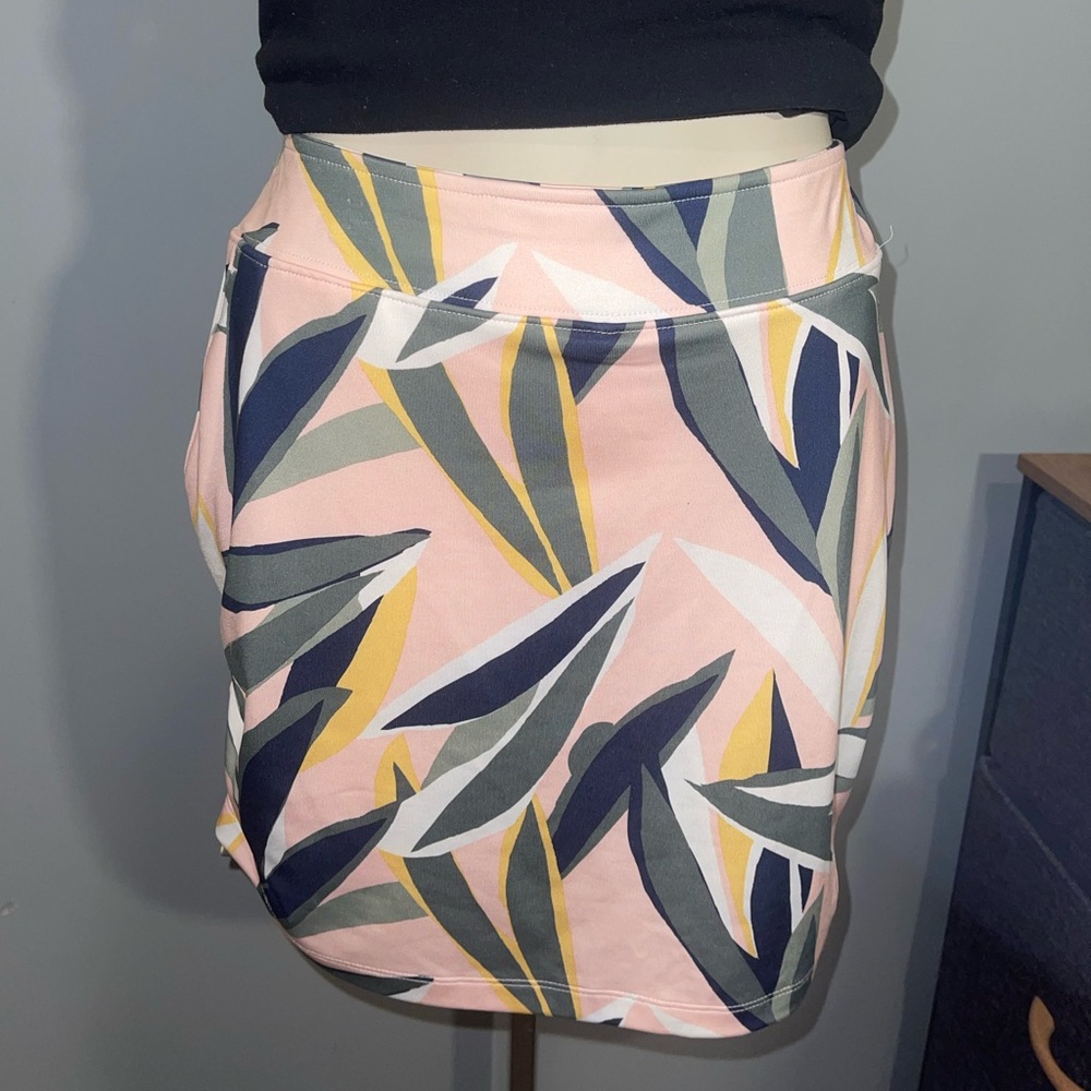 Lady Hagen Pink Green Leaf Print tennis golf athletic skirt woman’s small